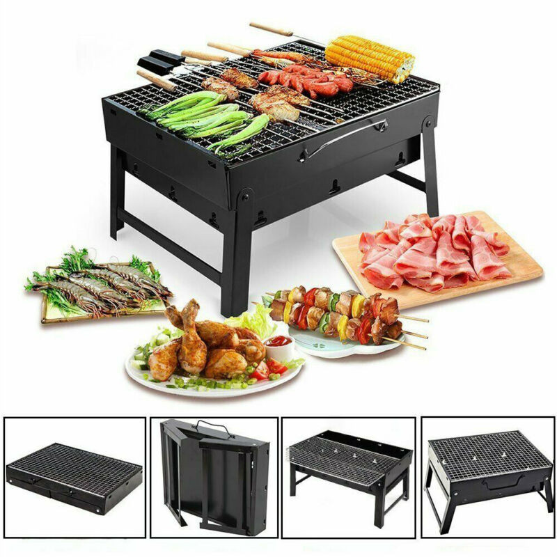 Outdoor Camping BBQ Stand Mini BBQ Charcoal Barbecue Stand Folding Portable Picnic BBQ Grill Garden Party Terrace Park BBQ Tools