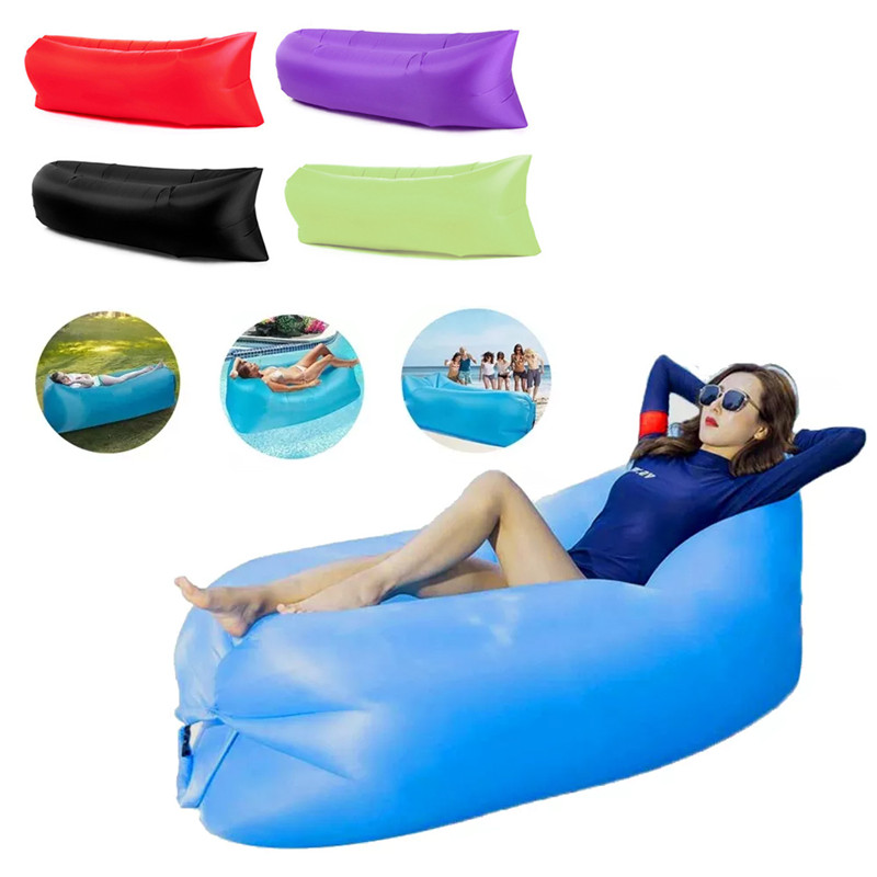 Portable Camping Chair Outdoor Picnic Inflatable Sofa Lazy Ultralight Sleeping Bag Waterproof Air Bed Fast Folding Beach Lounger