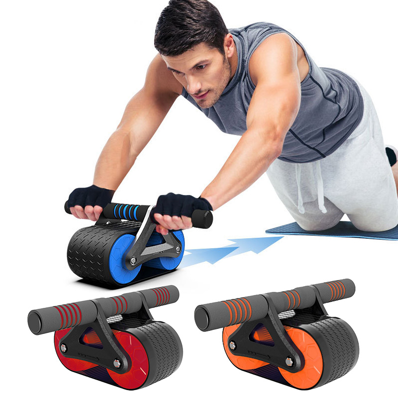 Double Wheel Abdominal Exerciser Women Men Automatic Rebound Ab Wheel Roller Waist Trainer Gym Sports Home Exercise Devices