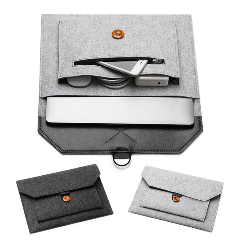 11/12/13/14/15 Laptop Sleeve Felt Ultralight Notebook Tablet iPad Case Multi-pocket Pouch Bag Briefcases for Apple Macbook/ Asus