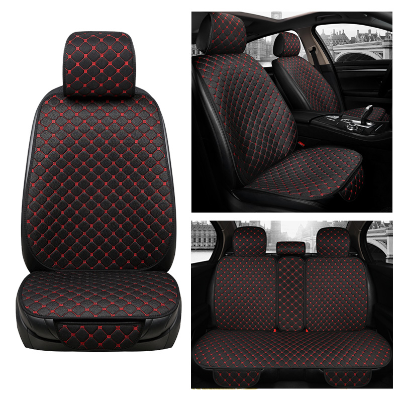Universal Flax Car Seat Cover Four Seasons Front Rear Auto Seat Cushion Pad Mat Car Seat Backrest Protector Auto Accessories