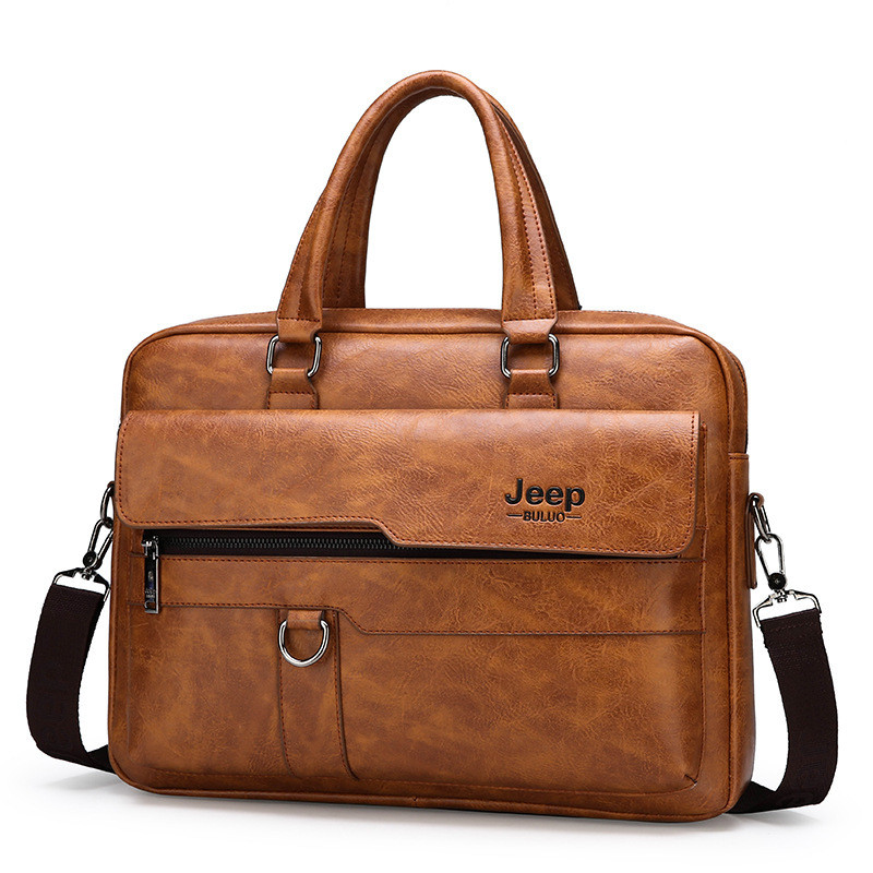 Vintage Men's Leather Shoulder Messenger Bags 14 Inch Laptop Handbag Male Fashion Business Handbags Men Office Briefcase Bag
