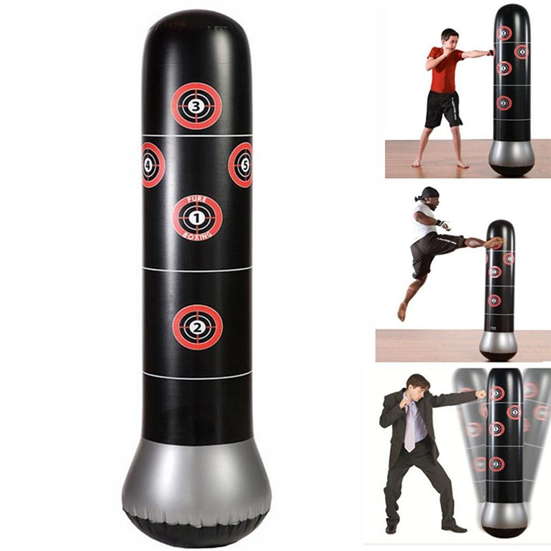 1.6m PVC Fitness Vertical Inflatable Boxing Bag Portable Inflatable Punching Bag Kids Adult Taekwondo Workout Boxing Equipment