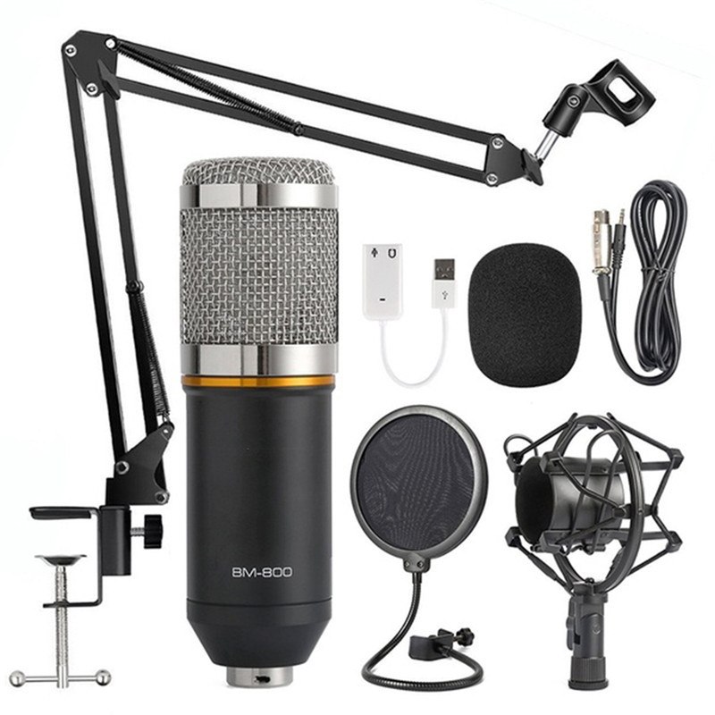 BM 800 Studio Microphone Wired Cardioid Mic For Sound Recording Professional Condenser Microphone for Computer Karaoke KTV