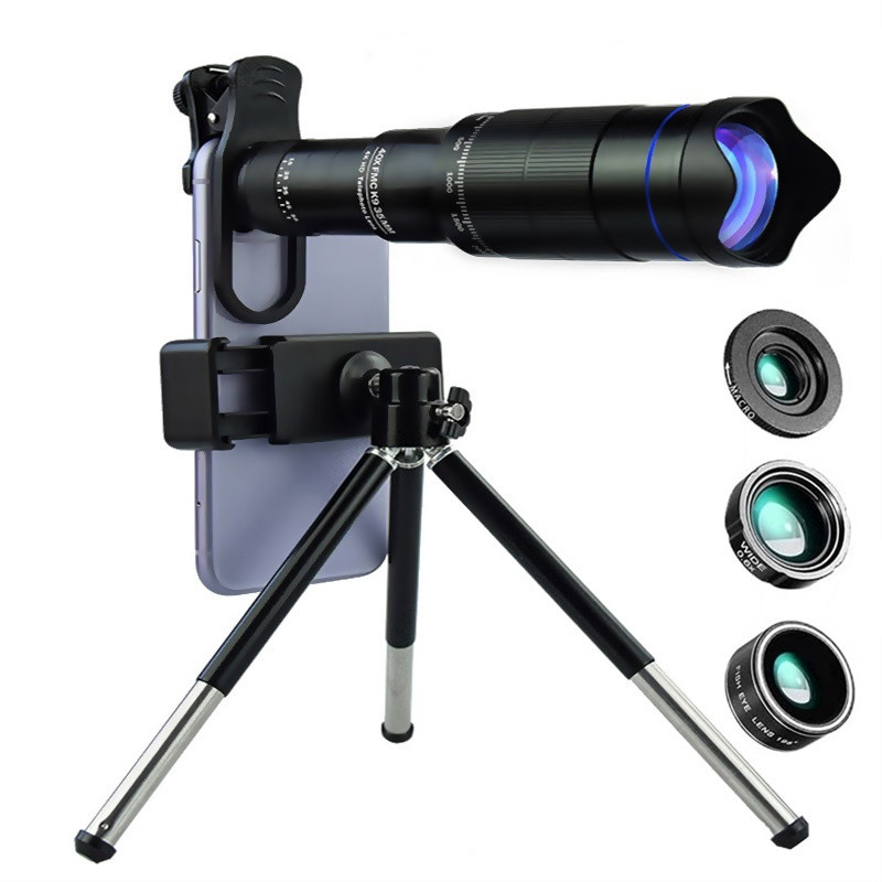 HD 40X Phone Lens Camera Telephoto Zoom Monocular Telescope Lens SelfieTripod For All Smartphones Adjustable Cell Phone Lenses