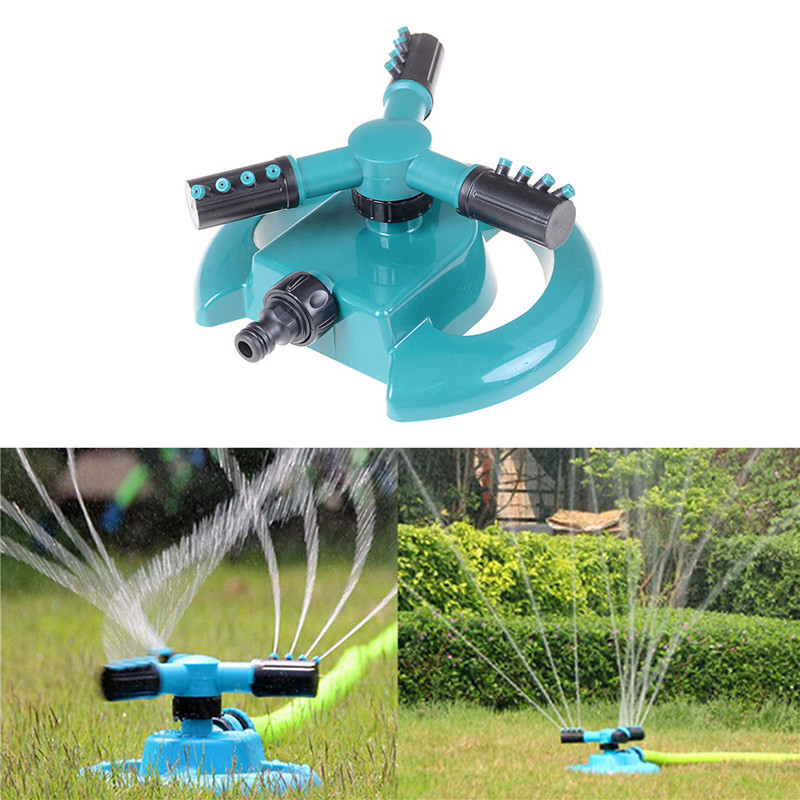 360 Degree Auto Rotating Garden Sprinklers Automatic Watering Grass Lawn Water Sprinkler 3 Arms Nozzles Garden Irrigation Tool