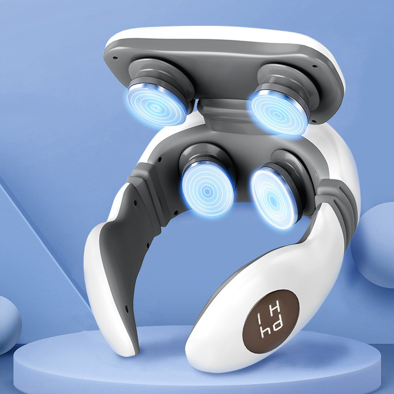Vibration Neck Masssger Smart Electric Rechargeable Neck Massage Device Hot Compress Magnetic Pulse Voice Cervical Massager