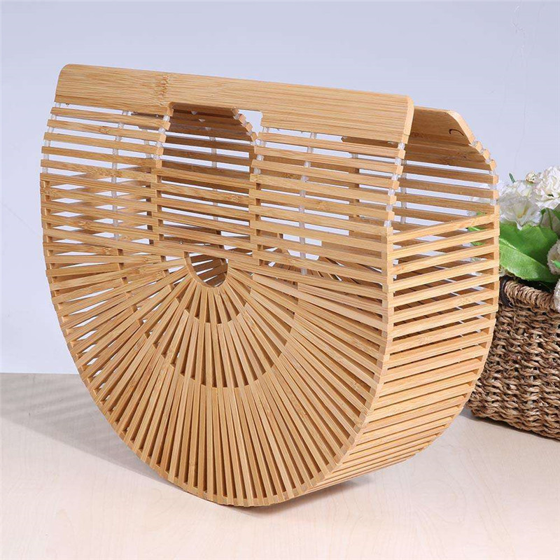 Elegant Female Weave Tote Bamboo Bag Fashion Women Handbag and Purse Large Straw Beach Travel Bags for Summer Holiday