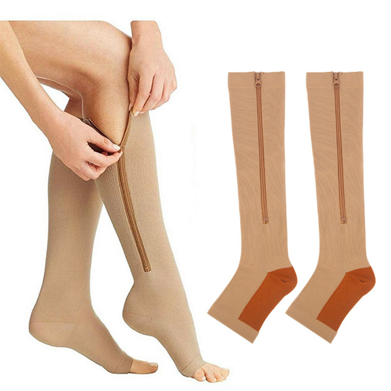 Medical Stretch Burn Fat Zipper Compression Socks Slim Sleeping Beauty Leg Shapper Socks Prevent Varicose Veins Sport Socks