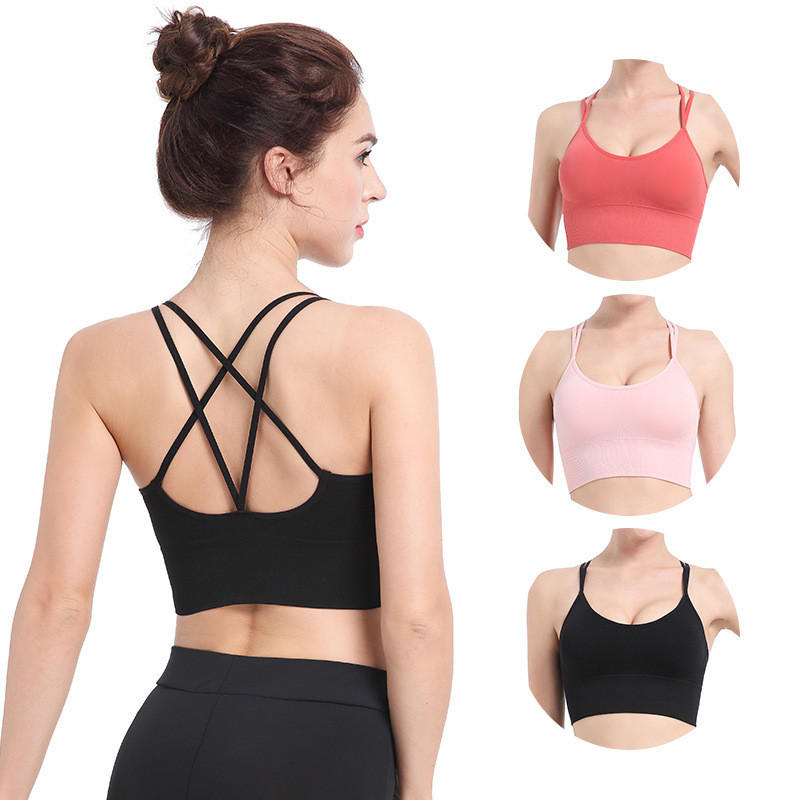 Fashion No Steel Ring Sports Underwear Backless Sexy Push Up Bras Women's Breasts Shockproof Cycling Yoga Fitness Gather Bra