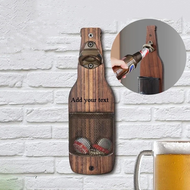 Wall-mounted Bottle Opener Creative Beer Opener Kitchen Bar Decoration Wall-mounted Bottle Opener Bottle Cap Storage Basket