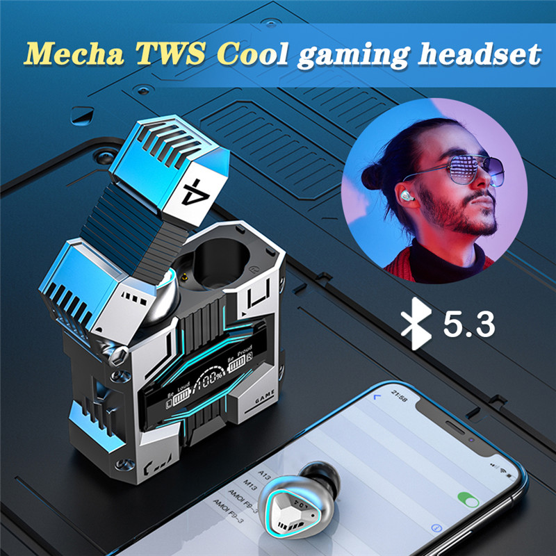 New TWS M45 Wireless Bluetooth Headphones TWS Gaming Headset Noise Reduction Waterproof Earphones Touch Control Sport Earbuds
