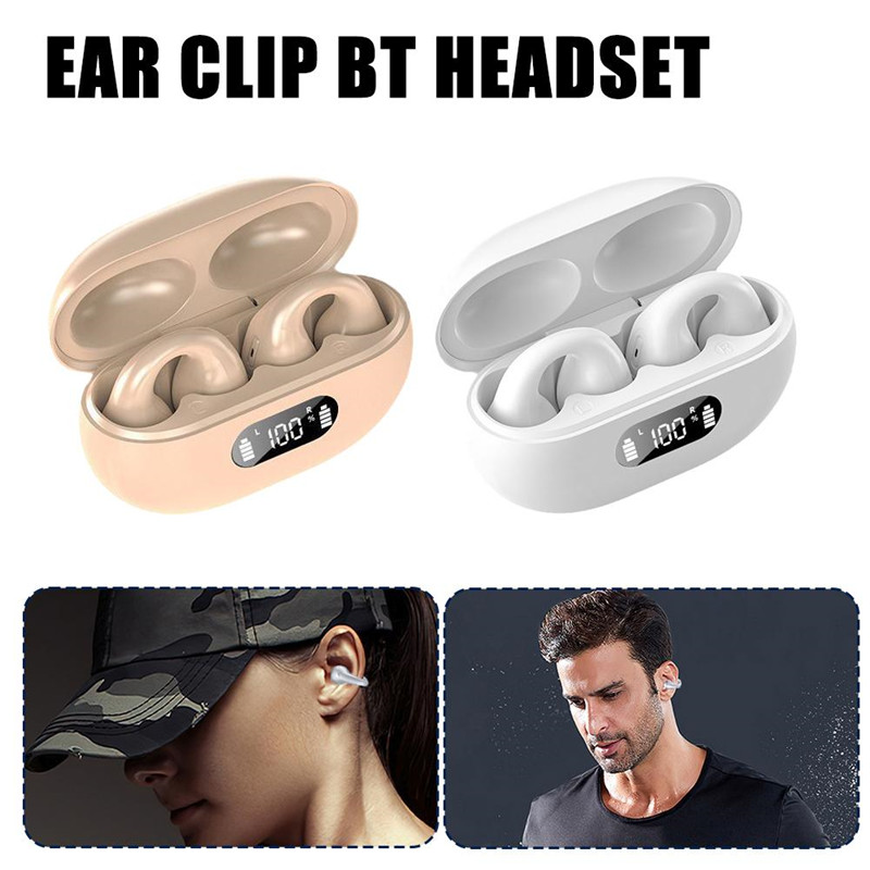 Bone Conduction Earphone TWS Ear Clip Wireless Bluetooth Headset Earbuds Noise Reduction Open Ear Headphones for Running Sports