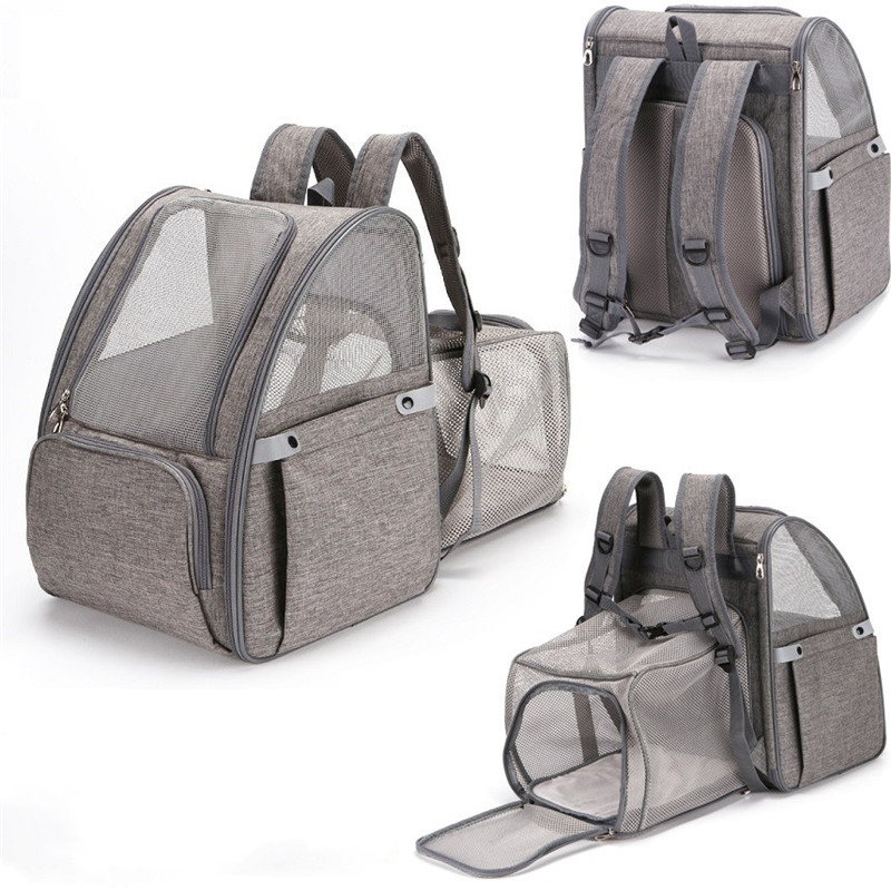 Portable Mesh Cat Backpack Breathable Dog Backpack Foldable Large Capacity Cat Carrying Bag Outdoor Travel Pet Carrier Bag