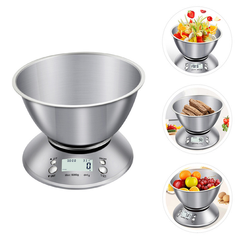 Stainless Steel Kitchen Scale 5kg/1g Electronic Scale Kitchen Food Balance Cuisine Precision Digital Scales Calculator With Bowl