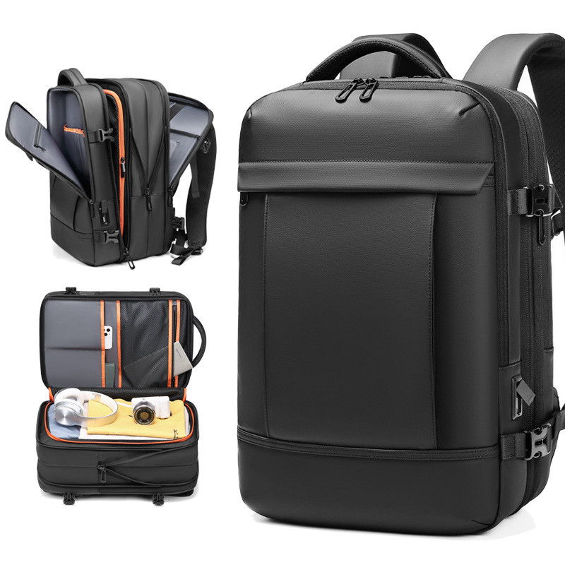 Men's Large Capacity USB Charging Backpack Expandable Business Laptop Backpack School Bag Waterproof Travel Rucksack For Male