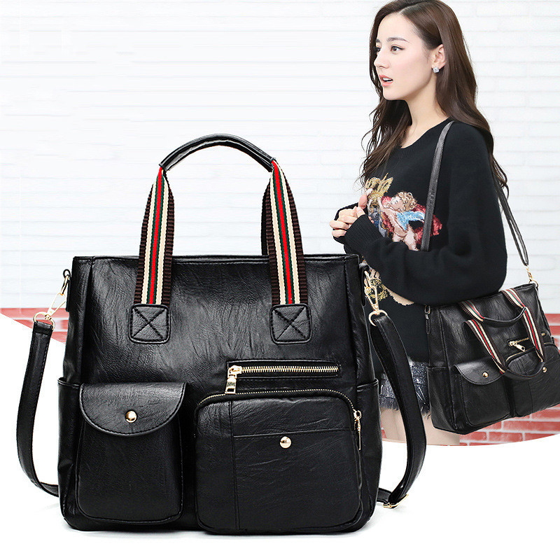 New Fashion Casual Tote Bag Women Handbag Soft Leather Shoulder Bags Vintage Big Capacity Crossbody Messenger Bag