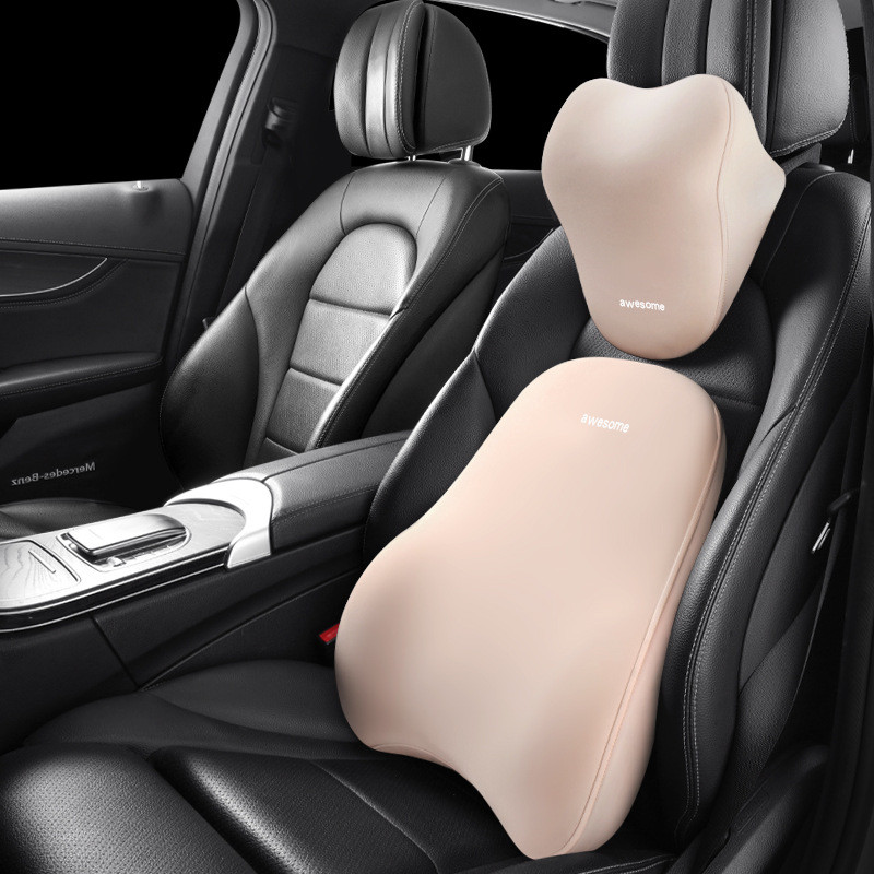 Memory Foam Car Neck Pillow Protective Lumbar Back Support Breathable Car Headrest Cushion Relieve Stress Car Seat Pillow