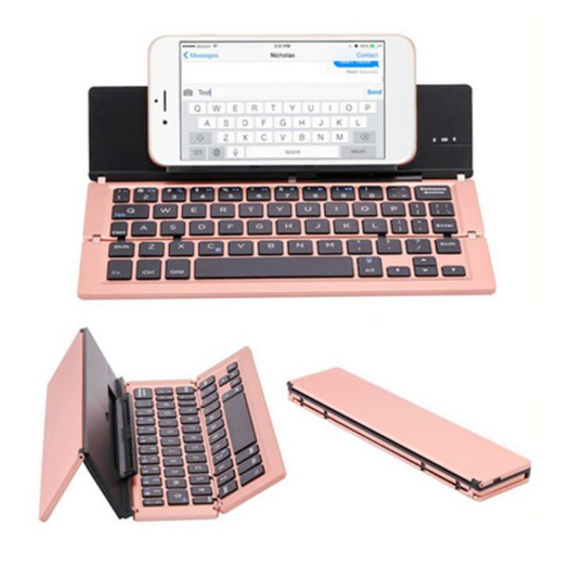 Mini Folding Keyboard Foldable Wireless Bluetooth Keyboard Rechargeable Pocket Keyboard Keypad for Phone iPad Tablet Laptops