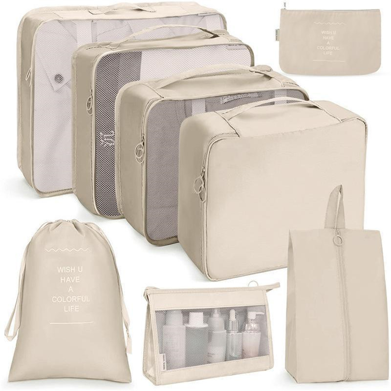 8pcs/set Travel Organizer Storage Bag Suitcase Packing Set Clothes Packing Cube Bag Portable Luggage Organizer Clothe Shoe Pouch