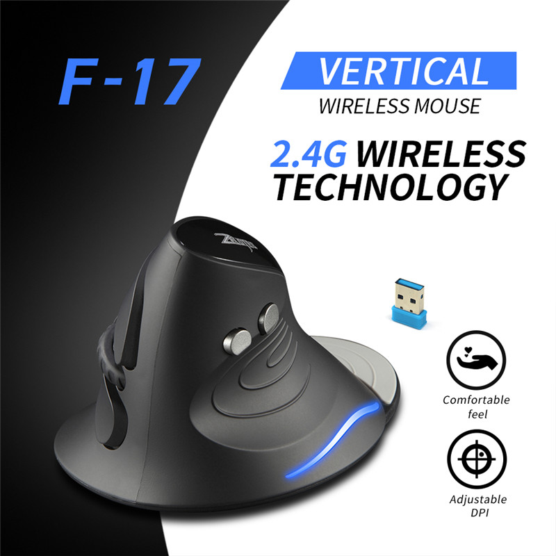 Zelotes Vertical Mouse Wireless Gaming Mouse Ergonomic RGB Optical Mice Battery Power 2400 DPI 2.4G For PC Laptop 6 Buttons