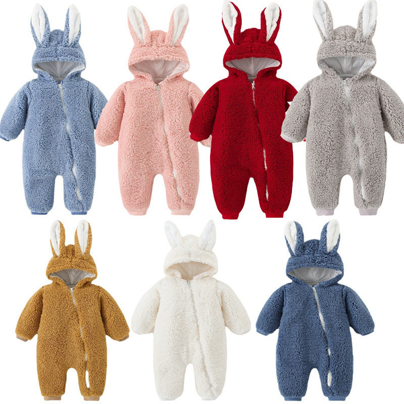 Winter Baby Boy Rompers Infant Clothes Zipper Hooded Warm Fleece Jumpsuits for Babies Boy Overalls Pajamas Newborn Baby Onesies