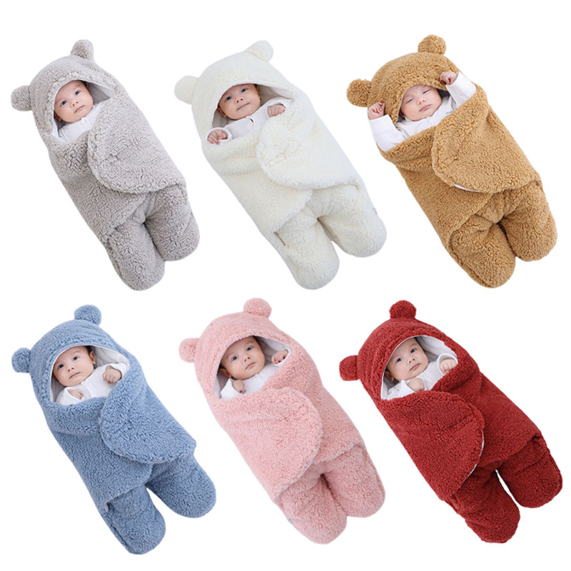 Newborn Baby Boys Girls Blankets Plush Swaddle Wrap Sleepsack Ultra-Soft Fluffy Fleece Sleeping Bag Cotton Bedding Baby Stuff