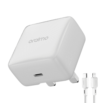Oraimo PowerCube 20 Chic 20W GaN Wall Charger Kit with Type-C to Lightning Cable